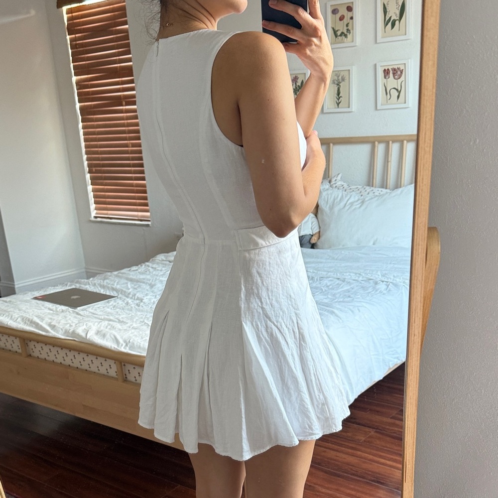 Reformation Linen White Sleeveless Dress